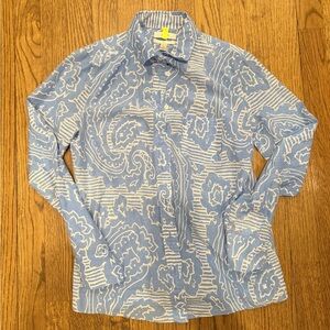 J crew blue and white lightweight cotton blouse 00